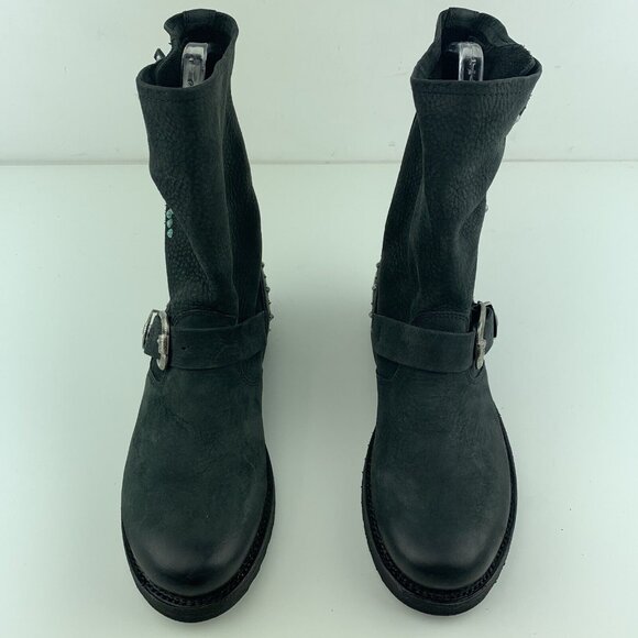 Womens Frye Boots Size 6.5 Veronica Stone Leather Bootie Goodyear Welt Buckles - Picture 8 of 12